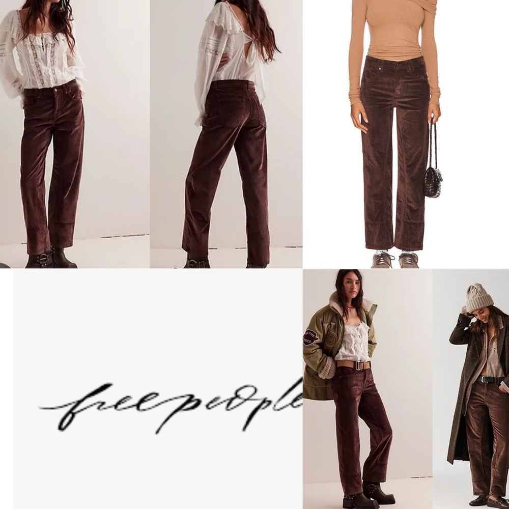 Free People High Rise Chocolate Corduroy Pants